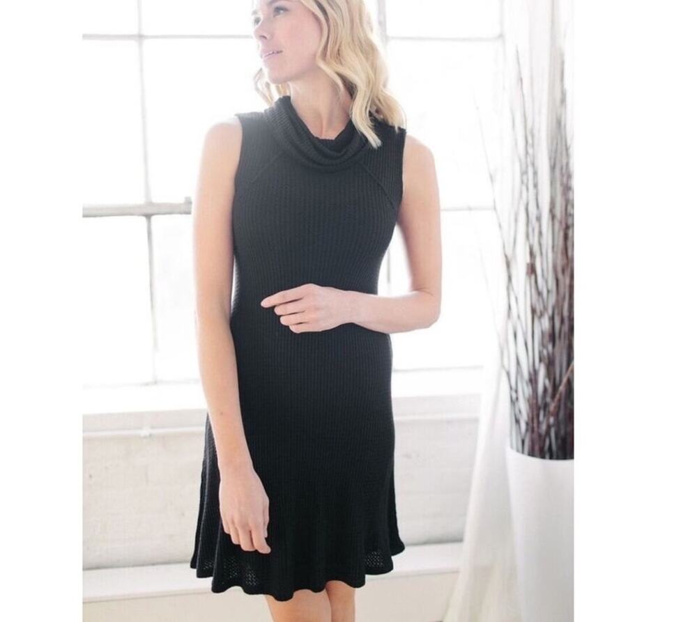 Kokoon JoJo Cowl Neck Waffle Knit Dress Sz XS Cozy Comfort Minimal